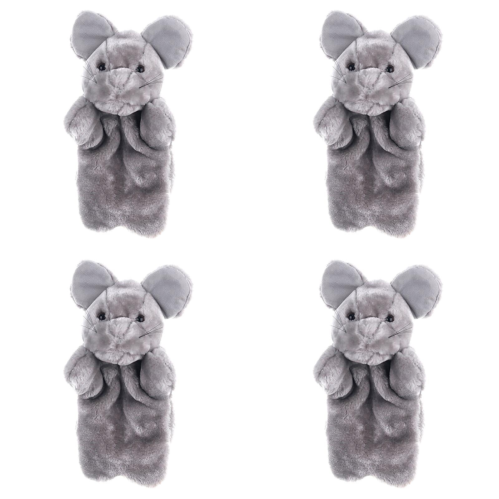 Mouse Shape Plush Toy Hand Puppet Gift Animal Doll Kindergarten Early Education Toys Parent Child Toys*1pcs 9.84 inch Gray 4PCS