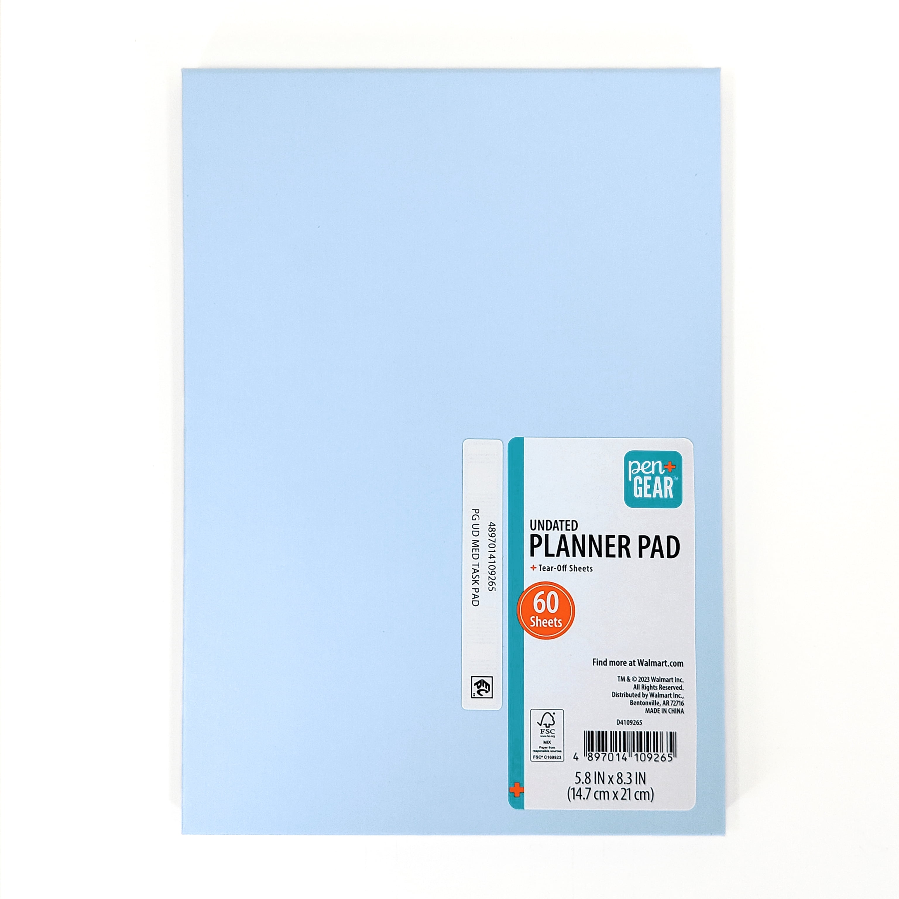 Pen+Gear Undated Daily Planner Pad, 60 Sheets, Multi-Color, 5.8" x 8.3"