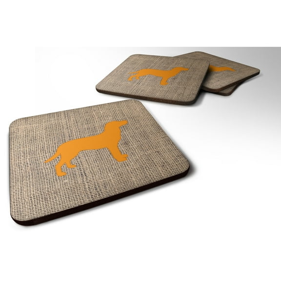 Labrador Burlap and Orange BB1116 Foam Coaster Set of 4