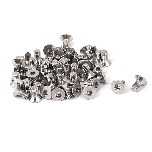 Unique Bargains M2x4mm Stainless Steel Hex Socket Flat Head Countersunk Bolts Screw 50pcs