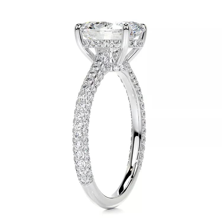 Moissanite Engagement Ring 3 Ct Moissanite Solitaire Engagement Band 925 Silver Moissanite Ring for Women