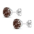thumbnail image 3 of Gem Stone King 14K White Gold Fancy Brown Zirconia Stud Earrings for Women Men (2.56 Cttw, Gemstone Birthstone, Round 7MM), 3 of 5
