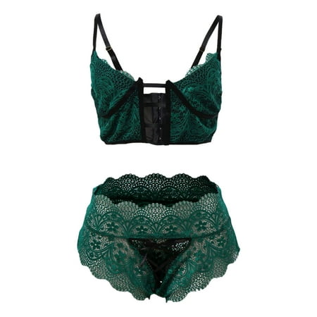 

Aayomet Women s Lingerie Women Sexy Lingerie Solid Color Lace Strap Sexy Lingerie Set Green L