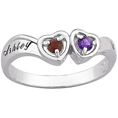 Personalized Sterling Silver Couple's Birthstone Ring