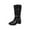 Black, variant on HAOTAGS Womens Long Boots, Thick Heel Casual Buckle Strap Square Toe Knee-Length Boots Black 5.5
