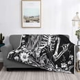 thumbnail image 2 of Qekee Gothic Skull Floral Art Print Throw Blanket, Flannel Home Decor, All Season Reversible Sherpa Bedding-50"x40", 2 of 6