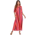 thumbnail image 5 of LELINTA NEW Rainbow Stripes Women' Button Closure Shirt Dress With Pockets Beach Long Dress, 5 of 6