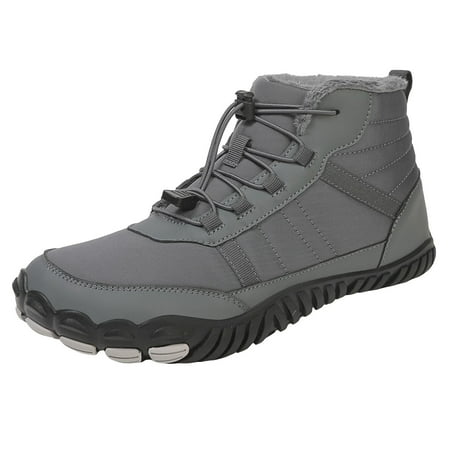 

Ketyyh-chn99 Men Snow Boots Golf Shoes Men Womens Mens Barefoot Boots Shoes Winter Snow Boots Warm Ankle Booties Sole Wide Toe Slip on Sneakers Grey 6.5