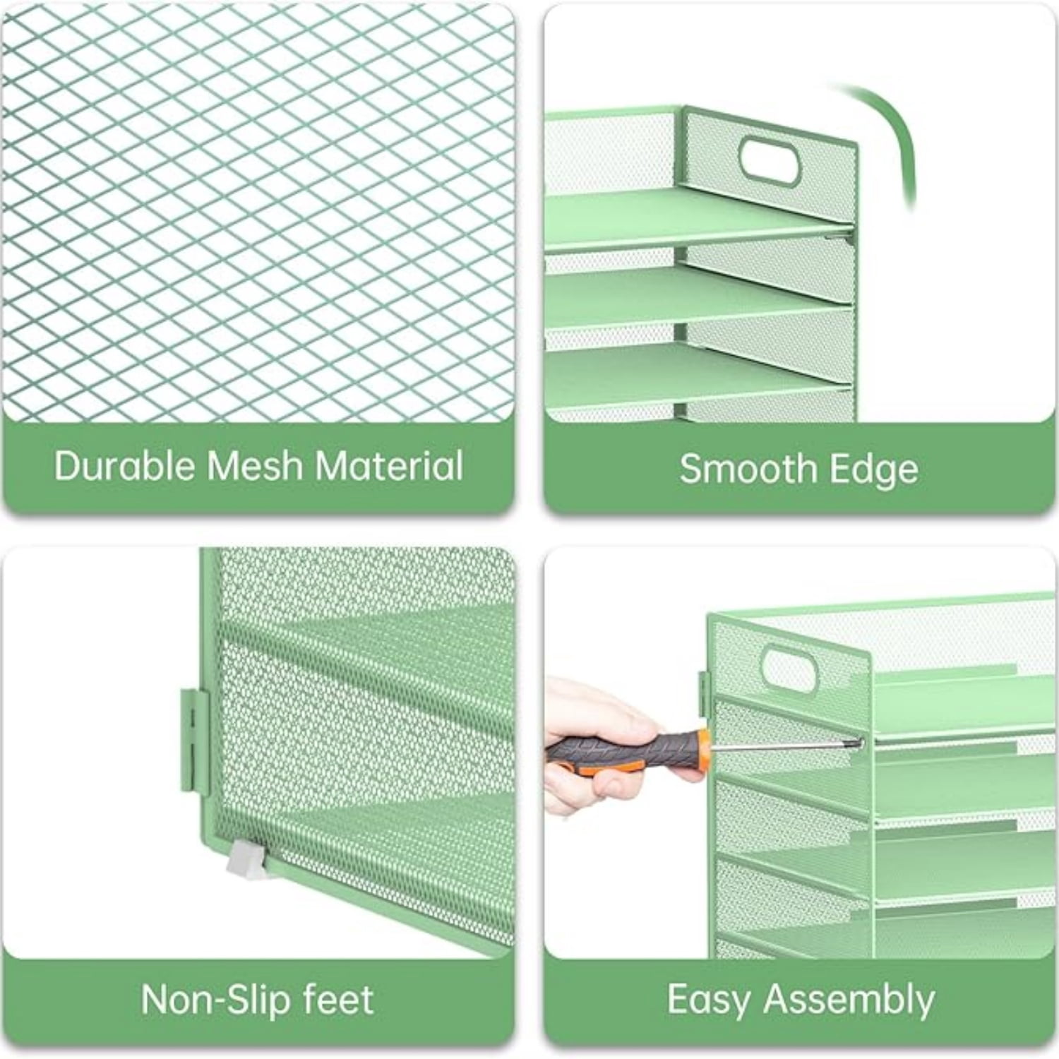 INTIGE 7 Tier Paper Organizer, Mesh Desktop File Holder with Handles for Office