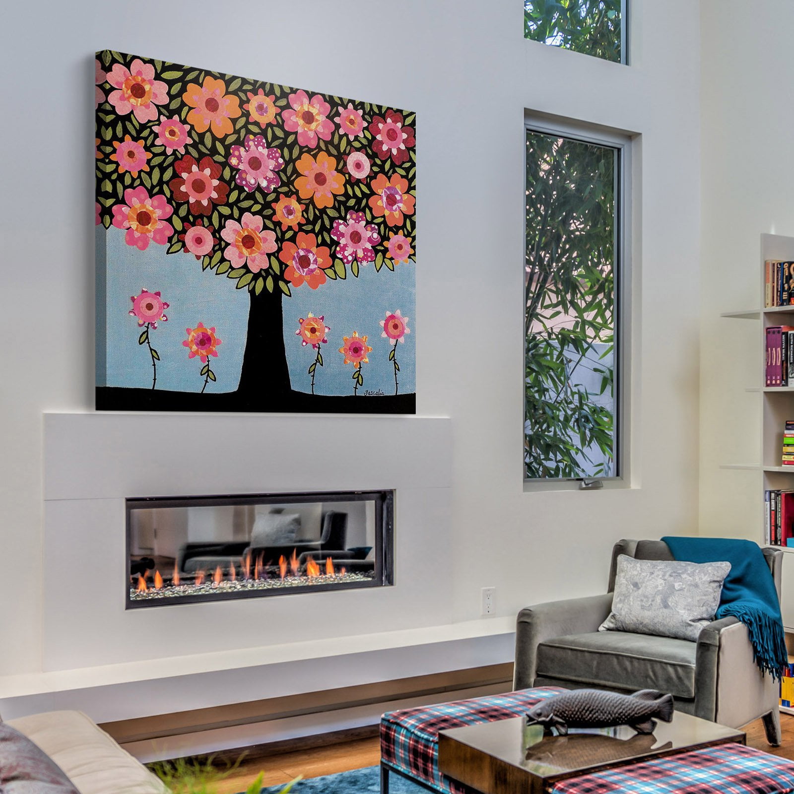 Marmont Hill "Flowering Tree" by Sascalia Painting Print on Wrapped Canvas