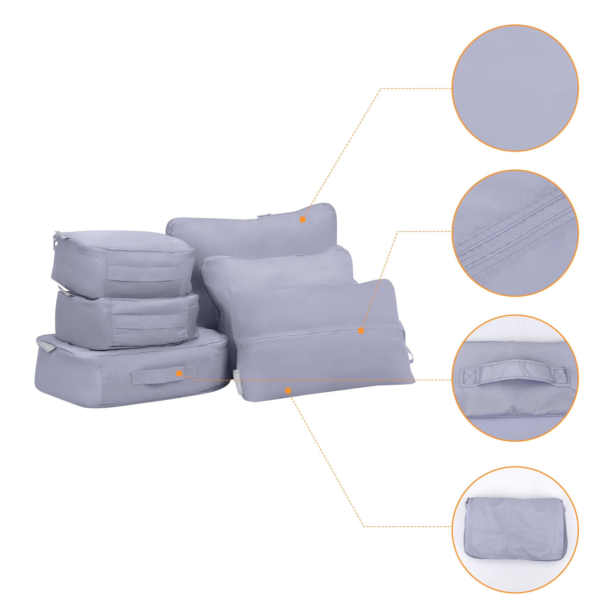 REGALWOVEN 6 Set Travel Bag for Storage,Lightweight Travel Essentials,Travel Accessories for Travel Toiletry Bag Sets Light Grey 15.5*12*4in