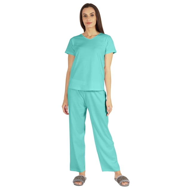 Inkmeso Ensemble de Nuit 2 Pcs pour Femmes Manches Courtes Haut & Pyjama en Coton Doux