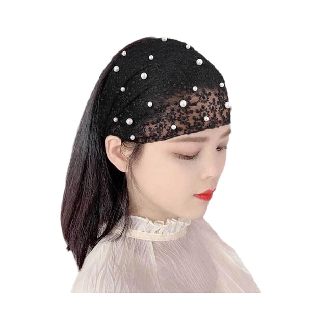 Coletero de encaje bordado de ala ancha: elegante accesorio para el cabello, ligero y transpirable, 19 cm de ancho, perfecto para uso diario y ocasiones especiales.