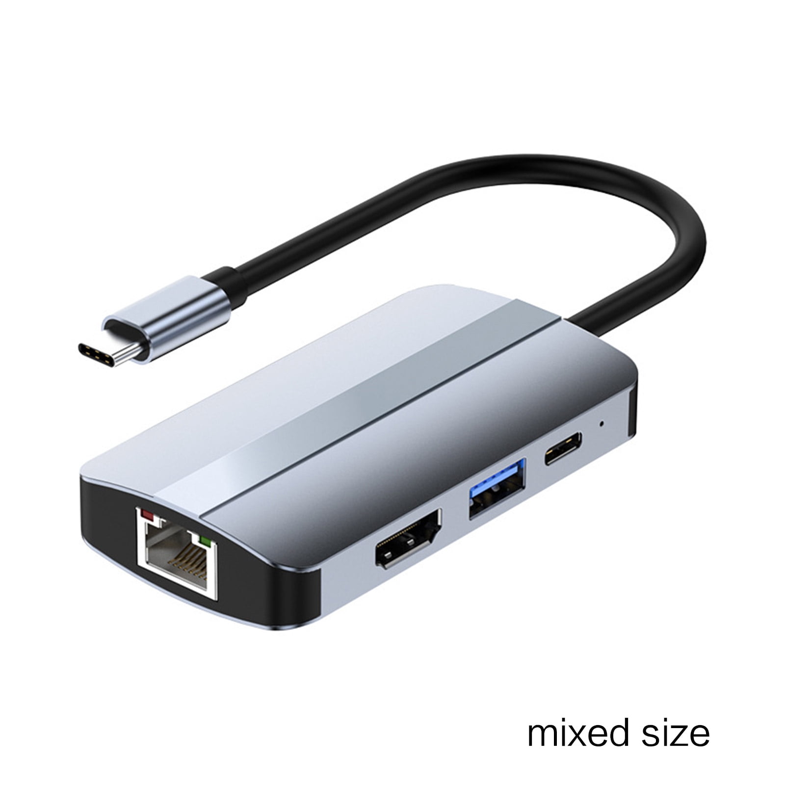 Zeiwohndc USB Type C Hub 6 in1 USB3.0 HDMI-Compatible LAN 5GB PD Fast Charging Splitter