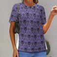 thumbnail image 6 of Purple Gothic Eyes Pattern Women's Short Sleeve T-Shirt Crew Neck Casual Summer Trendy Loose Fit Tops, 6 of 6