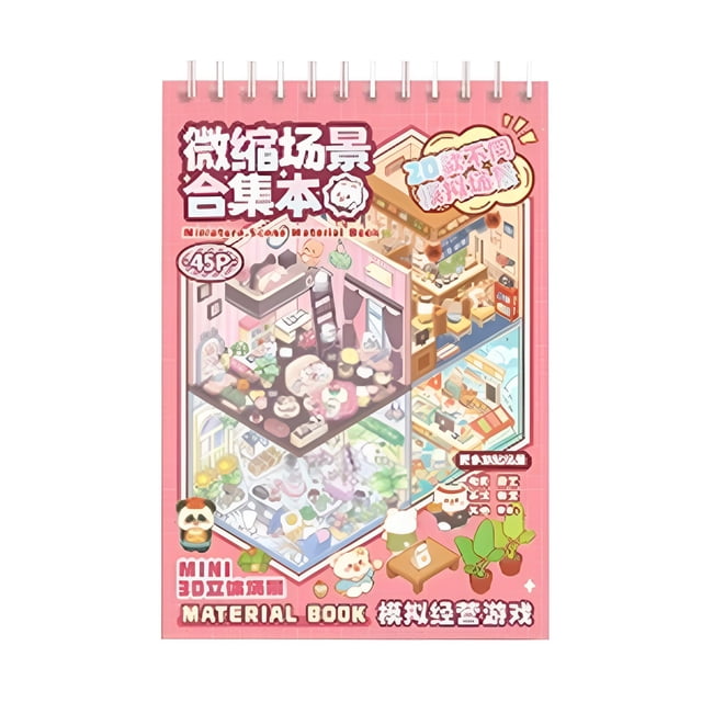 pdqouc Big Size DIY 3D Sticker Scene Book 3D Scene Stickers Miniature Cabin Scene Stickers Large Version Notebook Room Sticker Book for Adults and Kids, Fun Room Sticker Material Book for Girls