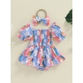 thumbnail image 2 of Suealasg 2Pcs Baby Girl Summer Outfits 3 6 12 18 Months Infant Short Sleeve Daisy Print Romper +Bow Headband Newborn Cute Clothes, 2 of 7