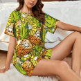 thumbnail image 4 of Wukai Tropical Summer Fruit Print Women's Pajama Set - Short-Sleeve Top and Shorts with Elastic Waistband and Pockets for Loungewear, Yoga, and Casual Wear-Large, 4 of 6