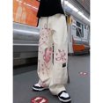 thumbnail image 3 of Pantalones holgados hasta el tobillo estilo Y2k, pantalones de pierna ancha con estampado de grafiti rosa, pantalones Harajuku de Anime para mujer, pantalones vaqueros de Hip Hop de cintura alta, 3 of 5