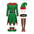 thumbnail image 2 of Disfraz de Navidad, conjunto de ropa de , disfraz elegante para niños, disfraz elegante de Papá Noel para fiesta, Navidad, cumpleaños, vacaciones para altura 140 cm Yinane disfraz de elfo, 2 of 8