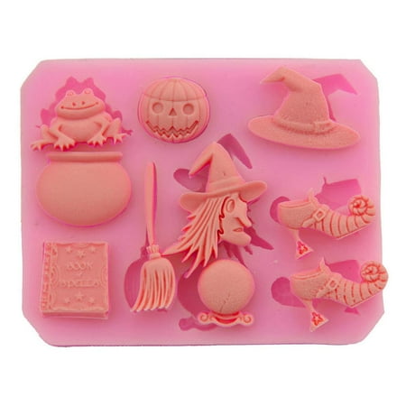 

Halloween Fondant Mould Silicone Pumpkin/Witch/Frog Mold Cake/Cookie Decoration for Caketopper Cupcake Chocolate Candy Gum Paste Resin Ice Cube Sugarcraft Pink