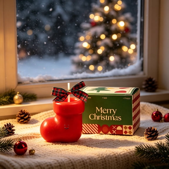 Christmas Candles Decorative Xmas Wax Candles Decor, Scented Wax Taper Candlesticks for Holiday and Home Centerpiece, Winter Party Gift