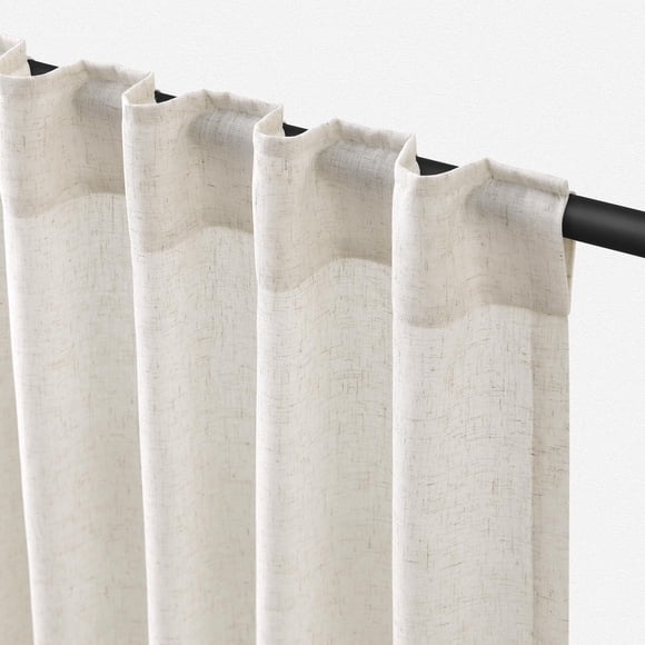 Cortinas de Lino Natural de 84 Pulgadas de Largo para Sala de Estar 2 Paneles con Bolsillo, Cortina de Filtro de Luz Semitransparente en Color Crema, Estilo Boho Rústico de Granja, Cortina