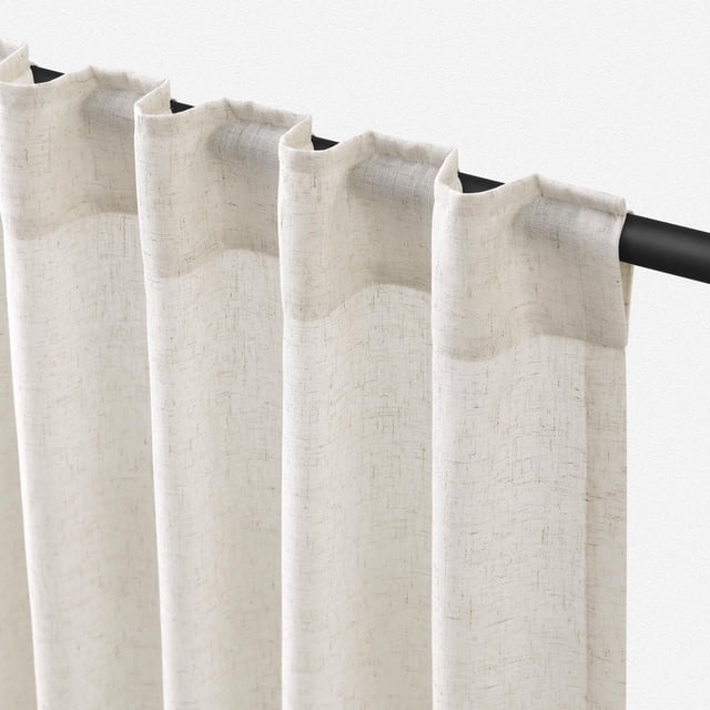 Cortinas de Lino Natural de 84 Pulgadas de Largo para Sala de Estar 2 Paneles con Bolsillo, Cortina de Filtro de Luz Semitransparente en Color Crema, Estilo Boho Rústico de Granja, Cortina