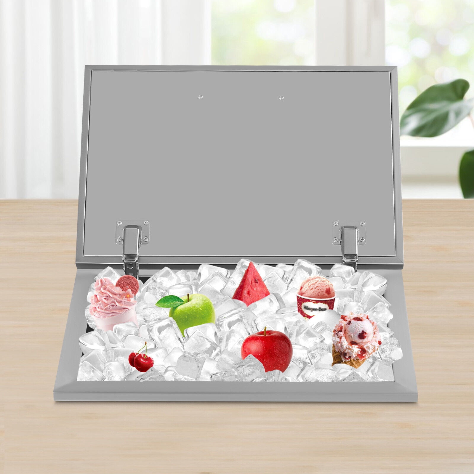 Drop in Ice Chest Stainless Steel Ice Cooler Outdoor Kitchen Bar Freestanding Ice Bin