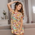 thumbnail image 3 of Balery Colorful Chicken Camisón de manga corta con cuello redondo para mujer, cómodo y elegante., 3 of 6