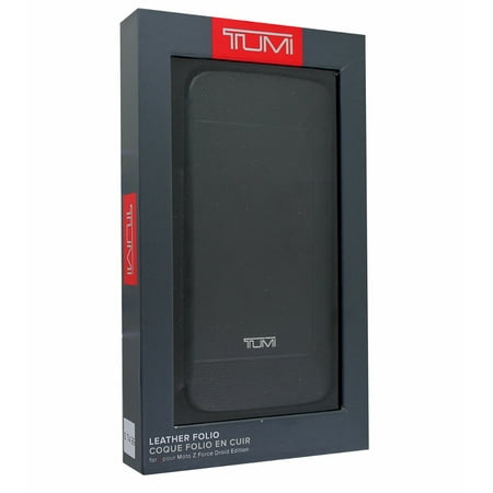 Tumi Premium Leather Folio Case Cover for Motorola Moto Z Force - Black