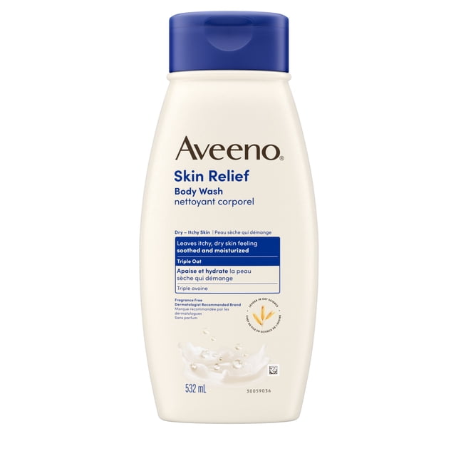 Aveeno Skin Relief Nettoyant Corporel Sans Parfum avec Formule Triple Avoine, Nettoyant Quotidien Doux pour les Peaux Sensibles Laisse la Peau Sèche Qui Démange Apaisée & Hydratée, Sans Sulfates