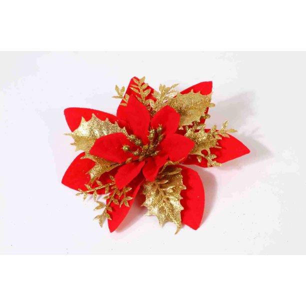 Polvo de oro de Navidad Flor de Navidad Imitación Decoración de árbol de Navidad Polvo de oro Flor de Navidad Decoración de corona de Navidad
