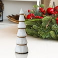 thumbnail image 5 of White Christmas Tree Figurines Tabletop Tree 9.5 Inch Small Wooden Christmas Trees Figurine Home Decor Decorative Xmas Trees for Table Indoor Decor Elegant Fireplace Living Room, 5 of 6