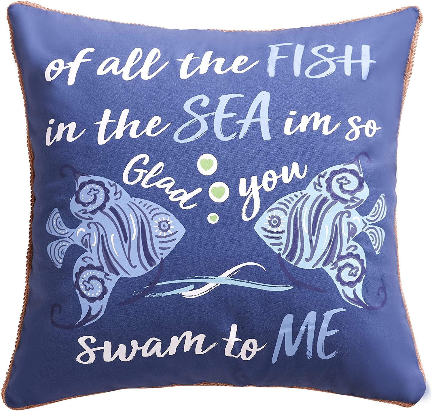 Blue Seaweed Collection Needlepoint Pillow