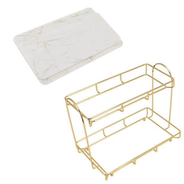 Estante de almacenamiento de niveles, estante de almacenamiento para baño, organizador de mostrador de baño dorado, estante de pie, máxima comodidad
