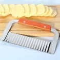 thumbnail image 2 of HLONK Crinkle Cutter for Vegetables Potato Slicer Machine Stainless Steel Ripple Wooden, 2 of 4