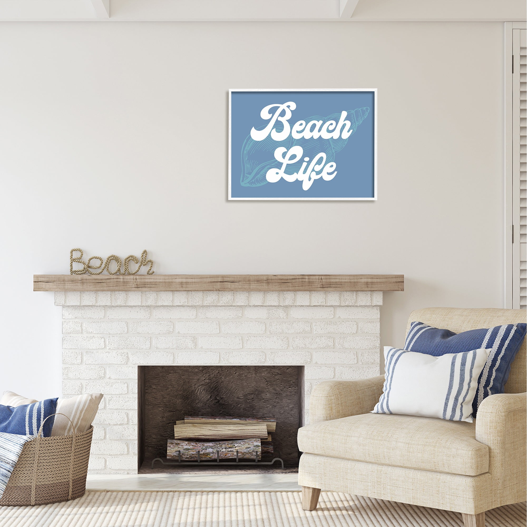 Stupell Industries Retro Beach Life Phrase Animals & Insects Painting White Framed Art Print Wall Art, 30 x 24