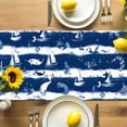 thumbnail image 4 of Table Runner Cartoon Sailboat Conch Table Decoration for Kitchen Dinning Blue White Ocean Table Decoration for Indoor Outdoor Party Wedding Decor 13x72inch, 4 of 7