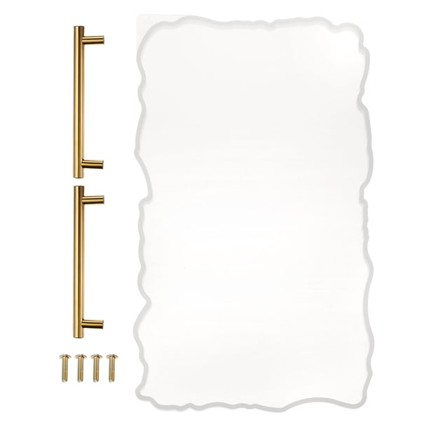Moldes de bandeja de silicona Uxcell con 2 asas doradas para resina epóxica, cuadrado pequeño para proyecto de manualidades, 12.4x6.9 pulgadas