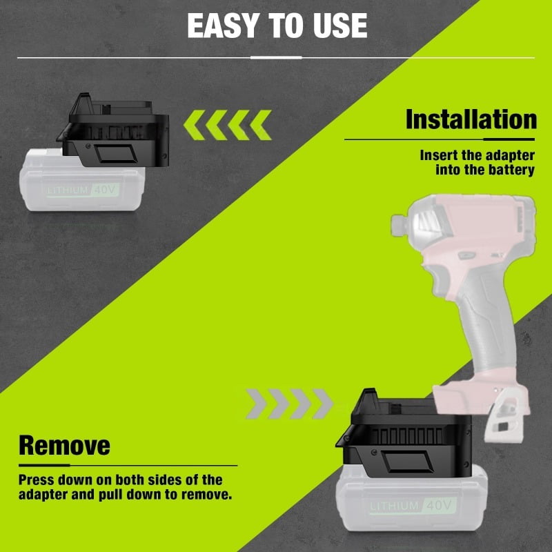 Battery Adapter for Ryobi 40V Li-ion Battery Convert To to Work for De*walt 20V Cordless Power Tools
