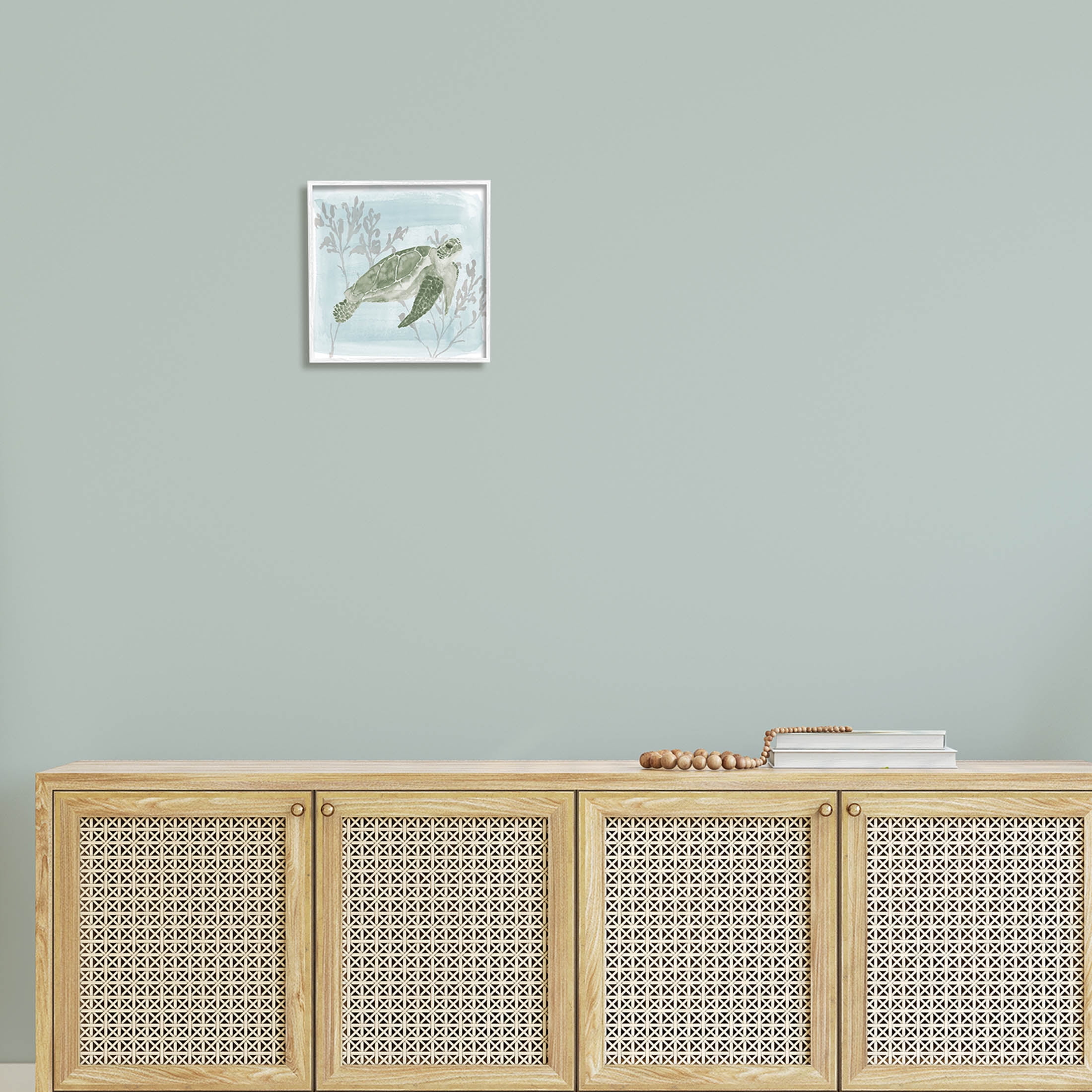 Swimming Tortoise Underwater Scene Animals & Insects Graphic Art White Framed Art Print Wall Art