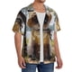 thumbnail image 2 of Fotbe Cat In Sun Hat Camisa Estampada de Manga Corta para Hombre, Casual de Verano, Estilo Playero, Sin Arrugas-Medium, 2 of 5