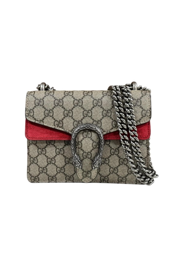 Pre-Owned Gucci Dionysus Shoulder Bag, GG Supreme Canvas 421970, Beige, Women's, GUCCI Chain