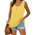 thumbnail image 7 of Qwertyu Plus Size Tank Tops for Women with Button Casual Loose Summer Tunic Tops Sleeveless Basic Tops Yellow S, 7 of 7