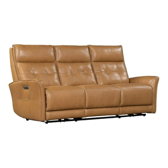 Pemberly Row Leather Zero Gravity Power Reclining Sofa in Brown