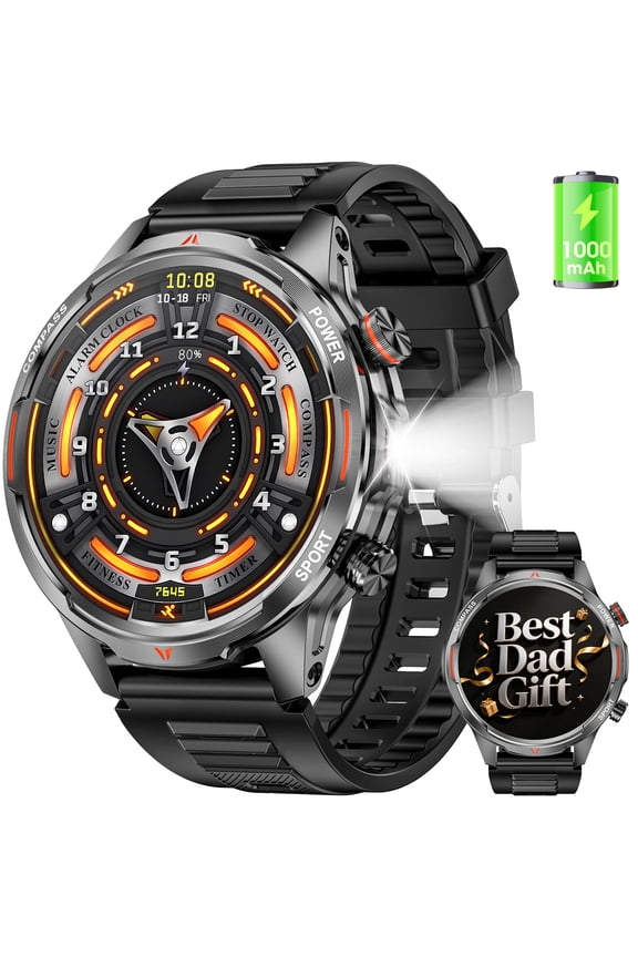 Smart Watch 1.7" Smartwatch (Metal Body) with 1000mAh Battery/IP68 Waterproof/100+ Sports Modes, Outdoor Sports, Fitness Tracker fits for Android and iPhone Devices (Black)