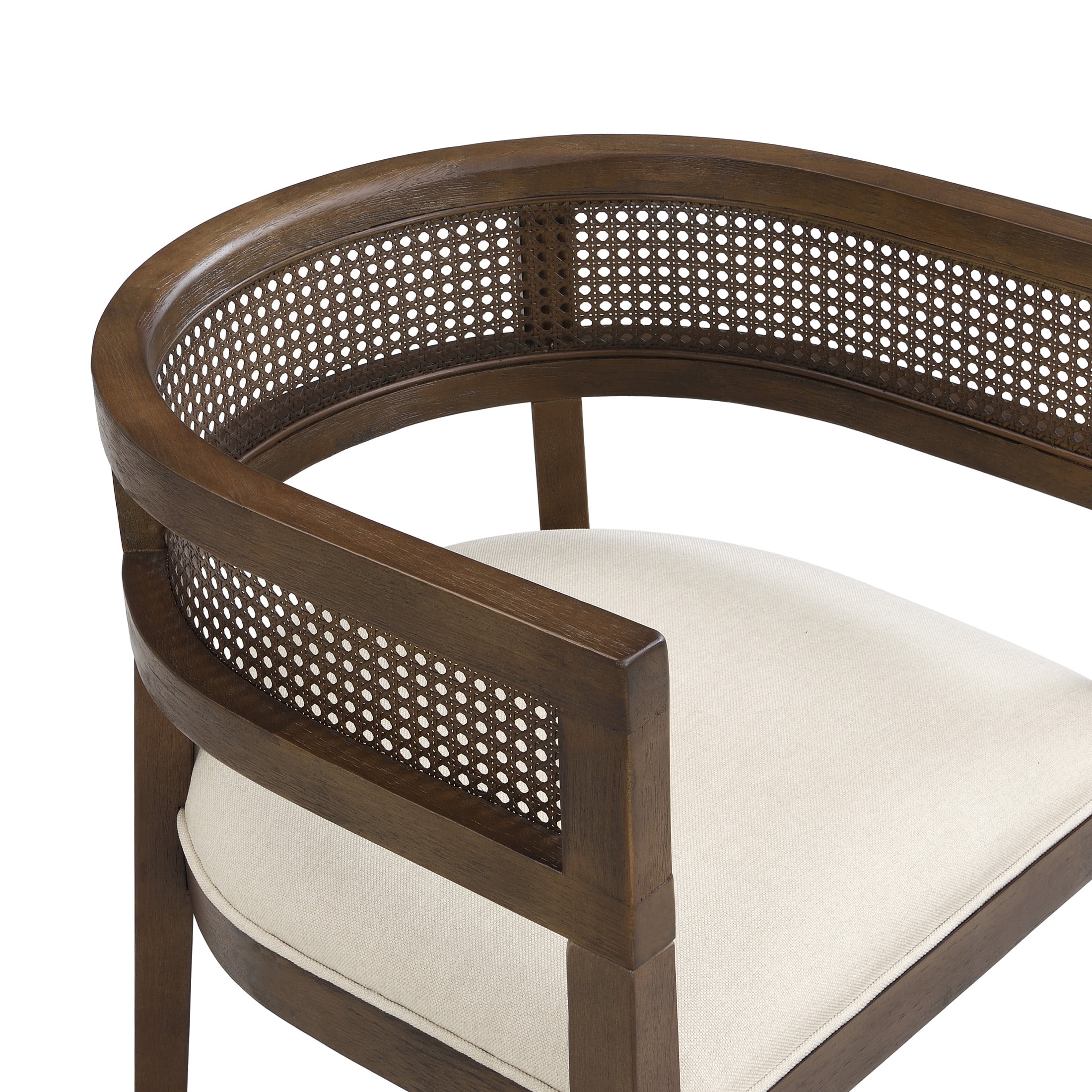 Christopher Knight Home Upholstered Dining Chairs, Wood Frame with Rattan Round Backrest, Walnut, Set of 2