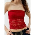 thumbnail image 6 of Yunliwuli Women's Summer Slim Tube Tops Sleeveless Strapless Off Shoulder Lace Floral Tops, 6 of 9