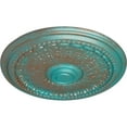 thumbnail image 3 of 27"OD x 2 1/2"P Brunswick Ceiling Medallion (Fits Canopies up to 4 1/2"), Hand-Painted Copper Green Patina, 3 of 5